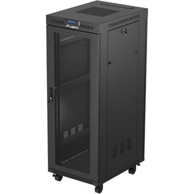 Комуникационен шкаф Lanberg FF01-6832-23BL, 19", 32U, 167.6 x 80 x 60 cm, товароносимост до 1200кг, термостат, черен (FF01-6832-23BL)
