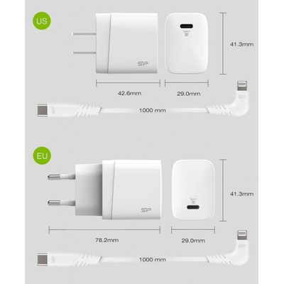 Silicon Power Boost Charger QM10 Combo Rýchla nabíjačka typu C - Lightning (SP18WASYQM10L0CW)