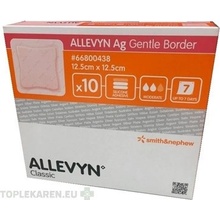 Allevyn Ag Gentle Border Krytie na rany 10 x 10 cm adhezívne krytie so silikónom s obsahom striebra 10 ks