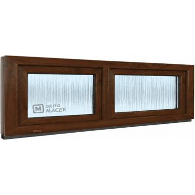 KÖMMERLING 70 AD, 2400 x 500 mm tmavý dub/tmavý dub (oboustranně), sklo ornamentální (kůra čirá) neotevíratelné typ S/S