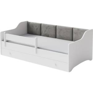Kobi Детско легло Eryk 160 x 80 с чекмедже и цветни панели (сив)