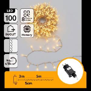Aigostar - LED външна коледна верига 100xLED/8 функции 5, 3m IP44 топла бяла (AI3058)