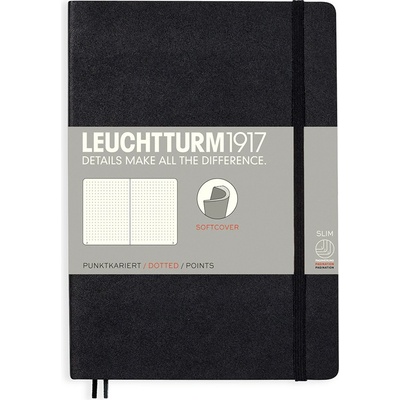 Leuchtturm1917 Medium A5 Softcover Tečkovaný zápisník Black