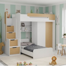ArtBed Dorian II so skriňou biela/dub hikora