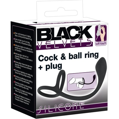 Black Velvets Cock & Ball Ring + Plug Slim – Zboží Mobilmania