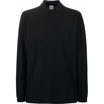 Fruit of the Loom premium polo lsl / Мъжка поло тениска с дълъг ръкав - черна l (16331000203)