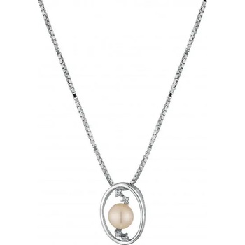 Image 1 of Swan Сребърно колие със сладководна бяла перла и циркони CAA057N Swan