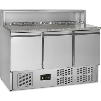TEFCOLD Chladicí pizza stůl se žulovou deskou | GP93 | 3 dveře GN1/1