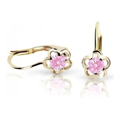 Cutie Jewellery detské naušnice zlaté kvetinky C1945Z-KL Pink