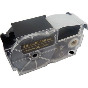 Pro Casio Съвместима лента с Casio XR-24BKG 24mm x 8m златен печат / черен фон (XR24BKG)