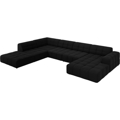 Cosmopolitan Design Černá sametová rohová do "U" Chicago 364 cm levá