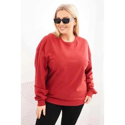 Kesi Dámska mikina s kruhovým dizajnom Plus Size bavlnená basic s okrúhlym výstrihom bordó