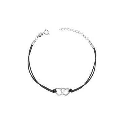 Nubis černý náramek propojená srdíčka IT0015-K