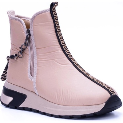 Johns Athletic Дамски боти от текстил със странични ципове bk155 - Бежови #364179 (364179_Бежов)