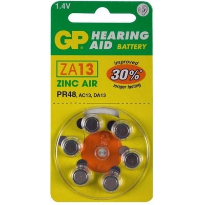 GP Batteries Батерия цинково въздушна gp za13 6 бр. бутонни за слухов апарат в блистер