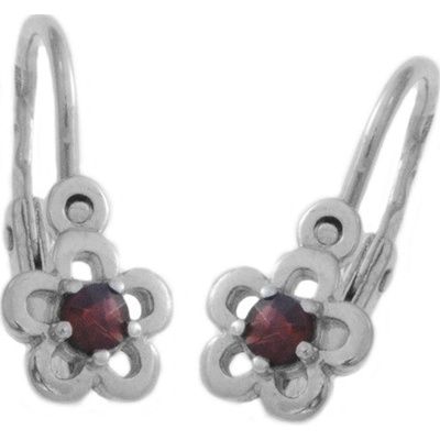 Zlatnictví Zlatíčko stříbrné náušnice kytičky s granáty 970.00004