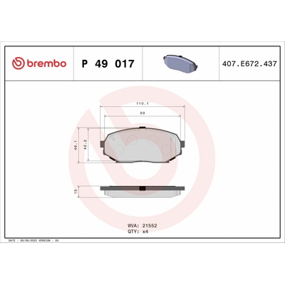 BREMBO Sada brzdových destiček P 49 017