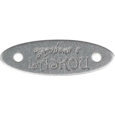 Bellatex Nášivka "vyrobeno s LÁSKOU" plastová sada 6 ks 30x10 mm Stříbrná