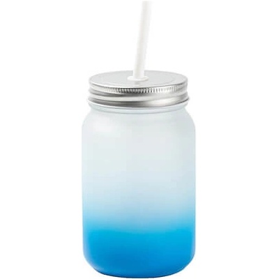 Mason Sklenice Jar bez ouška matná modrý gradient sublimace termotransfer 450 ml