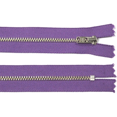 Kovový zip no.3 nerozepínací 20cm fialový (stříbrné zoubky) YKK