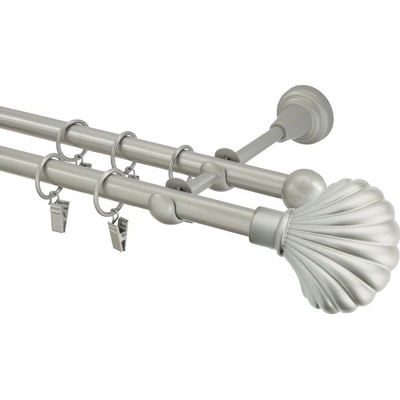 GARNÝŽE-HEBR Garnýž Mušle matná stříbrná dvojitá 280 cm