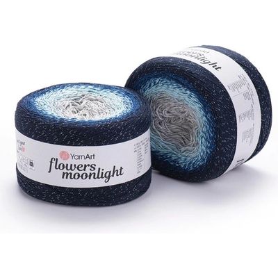 Yarn Art Příze Flowers Moonlight 3261 smetanová, šedá, ledově tyrkysová, modrá