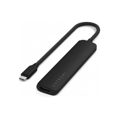 Satechi 6-in-1 USB-C Slim Multiport Adapter - aluminum USB-C mobile device adapter (USB-C, 2x USB-A, 4K HDMI, micro/SD card reader) (black)