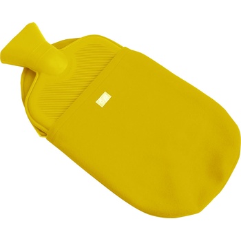 Sundo Termofor s fleecovým obalem - zahřívací gumová lahev, oboustranně vroubkovaná, 2 l, různé barvy -: žlutá