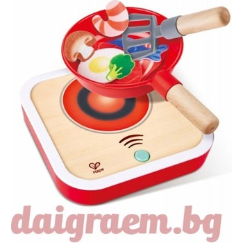 Hape Дървен комплект за готвене Котлон с аксесоари, hape e3189 (h3189)