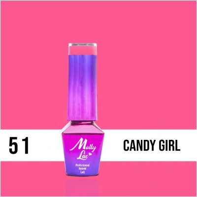Allepaznokcie MollyLac gél lak 51 Candy Girl 5 ml