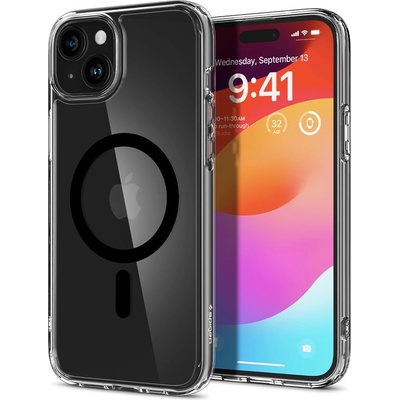 Spigen Ultra Hybrid MagSafe Case - хибриден кейс с висока степен на защита с MagSafe за iPhone 15 (прозрачен-черен)