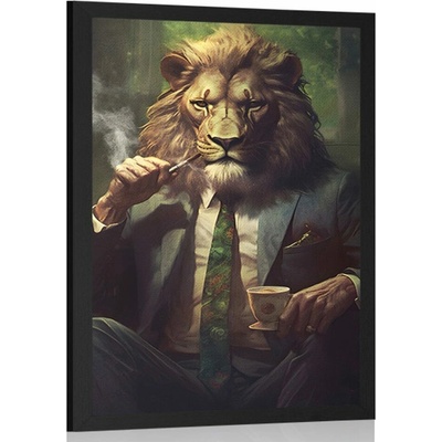 Plakát zvířecí gangster lev - 60x90 silver