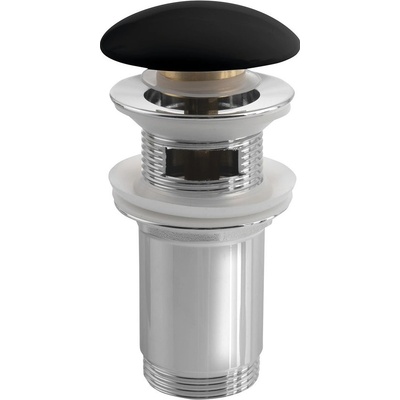 SAPHO Umývadlová výpusť 5/4“ pre prepad, click-clack, keramická zátka, hr.10-50mm, čierna mat AR903