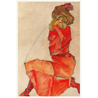 Plagát, Obraz - The Lady in Red, Egon Schiele, 26.7 × 40 cm