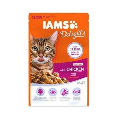 Iams Cat Senior Delights kapsička Kuracie v omáčke 85 g