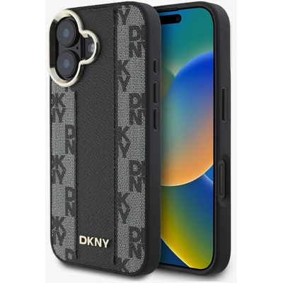 DKNY PU кожа кариран модел Magsafe заден капак за iPhone 16 Plus черен DKNY | Lilav | ЖЕНИ | UNI