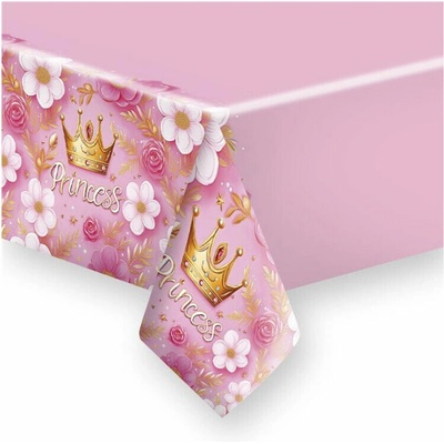 Pol-Mak Papírový ubrus 180 cm Pink Princess Crown