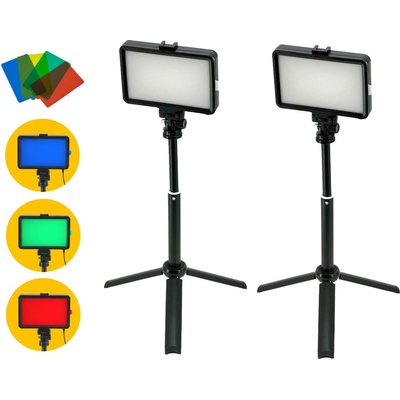 FILM-TECHNIKA Set dvou LED foto video světel se stativy ER-120 Napájení přes klasický USB kabel