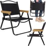 SPRINGOS Сгъваем метален стол за градина, къмпинг или плаж, 78x53x60см, черен (GF0092)