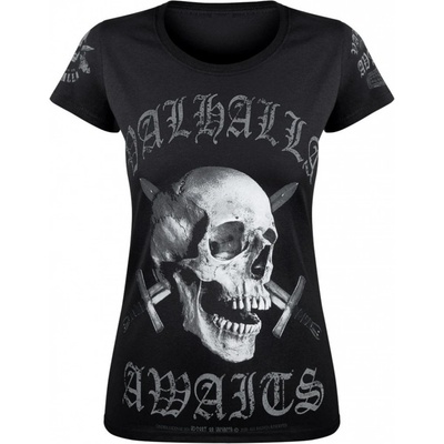 tričko VICTORY OR VALHALLA SKULL Čierna