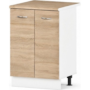 Голд - Аполо Долен кухненски шкаф с 2 врати и рафт Алис b51, 60 см, дъб сонома, корпус бял