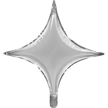 Party Deco Фолиев Балон "Звезда с Четери Лъча"в Сребърно, 45 см