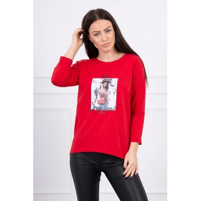Blouse with print Original red čierna šedá červená