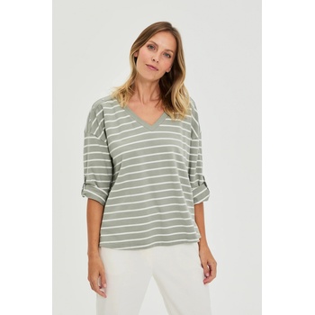 Moodo Блуза с райета маслиненозелена Moodo Moodo | Zelen | ЖЕНИ | XXL