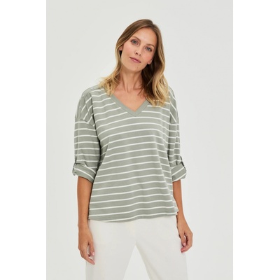 Moodo Блуза с райета маслиненозелена Moodo Moodo | Zelen | ЖЕНИ | XXL