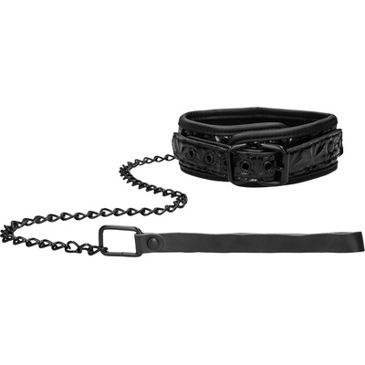 Ouch! Luxury Collar With Leash Black