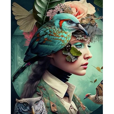 Norimpex - Puzzle Diamant painting: Girl with a bird 30x40 cm - 1 - 39 piese