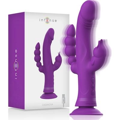 Intense Casanova Vibrator Rabbit Silicone Triple Engine Purple
