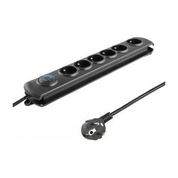 Qoltec Anti-surge power strip | 6 sockets | 1.8m | Black