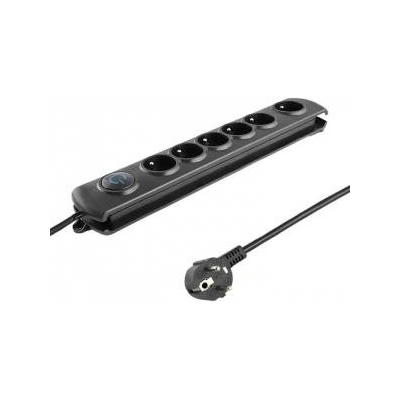 Qoltec Anti-surge power strip | 6 sockets | 1.8m | Black